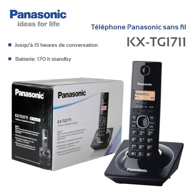 هاتف لاسلكي رقمي للاستعمال المكتبي والمنزلي من باناسونيك Téléphone sans-fil panasonic KX-TG1711